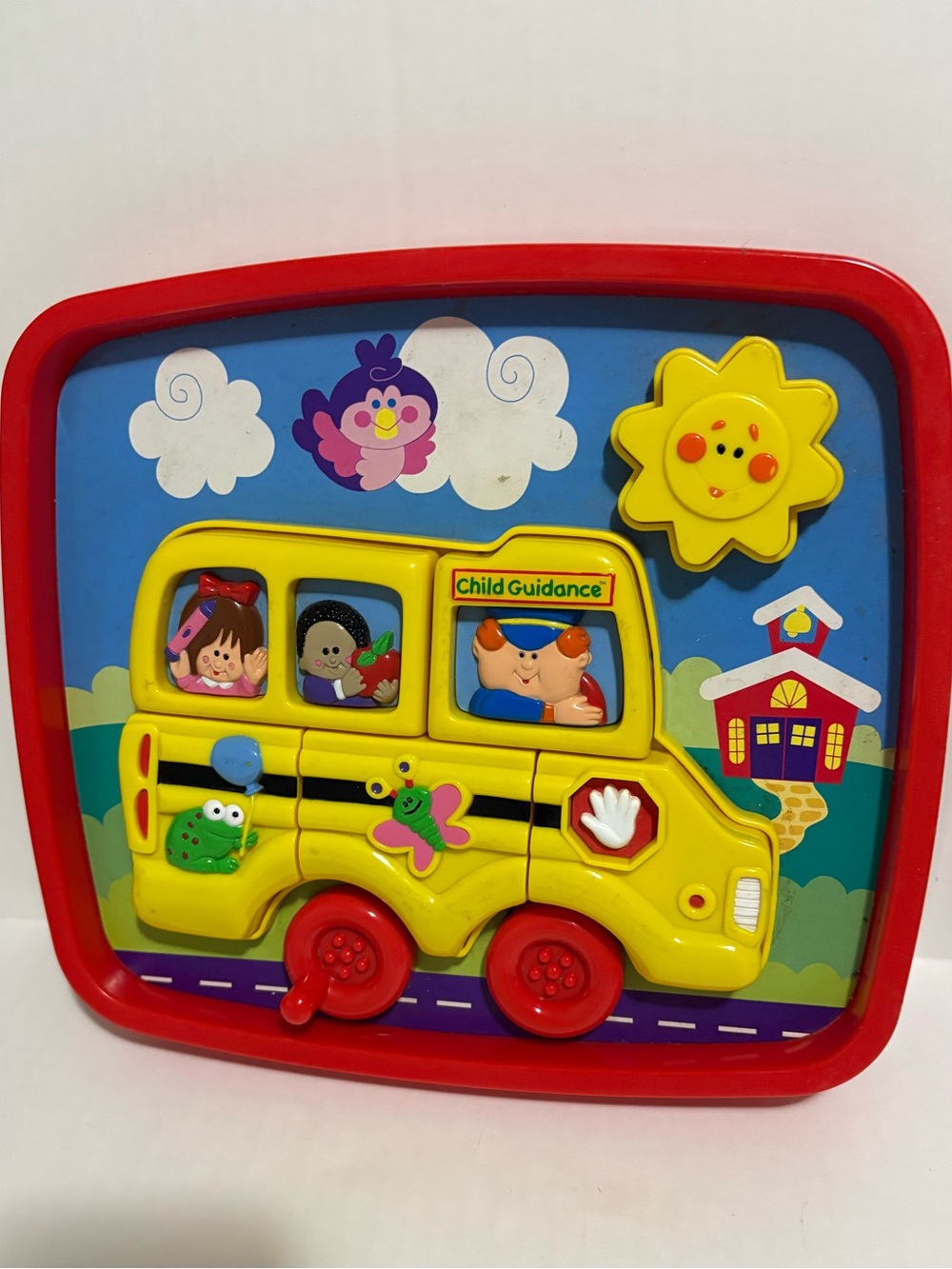 Child Guidance Yellow School Bus Interactive Puzzle 90s Toy with Sound